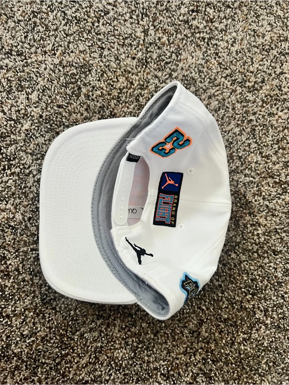 Kids Jordan White Snapback with Orange and Navy Embroidery
